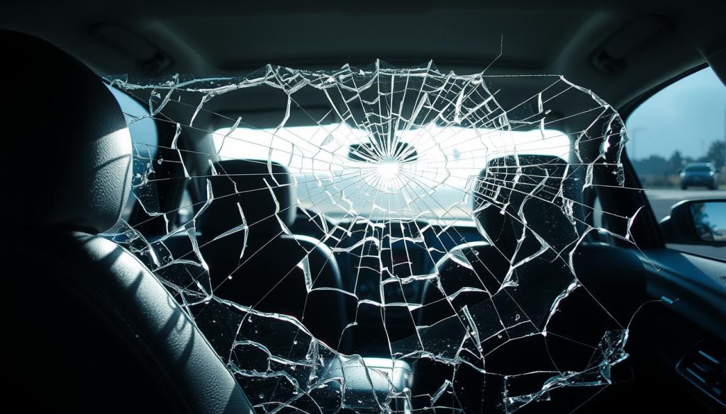 shattered rear window