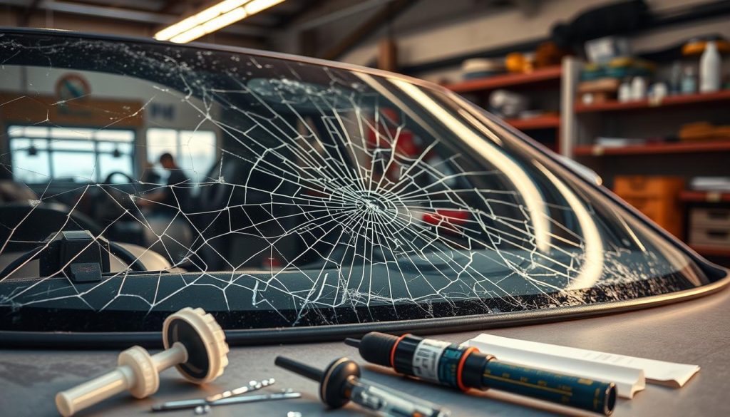 construction debris windshield damage repair
