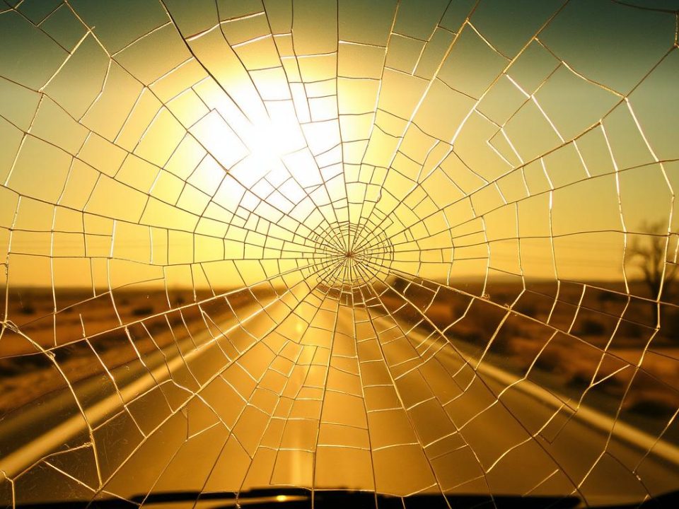 Cracked windshield in heat