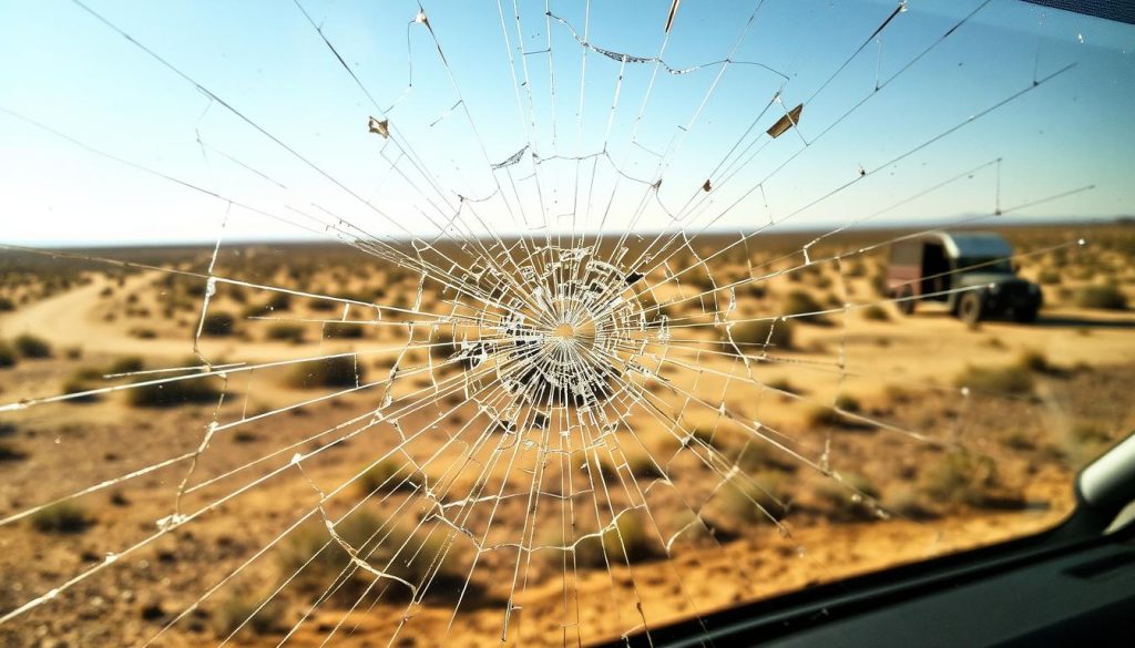 Texas weather damage on windshield
