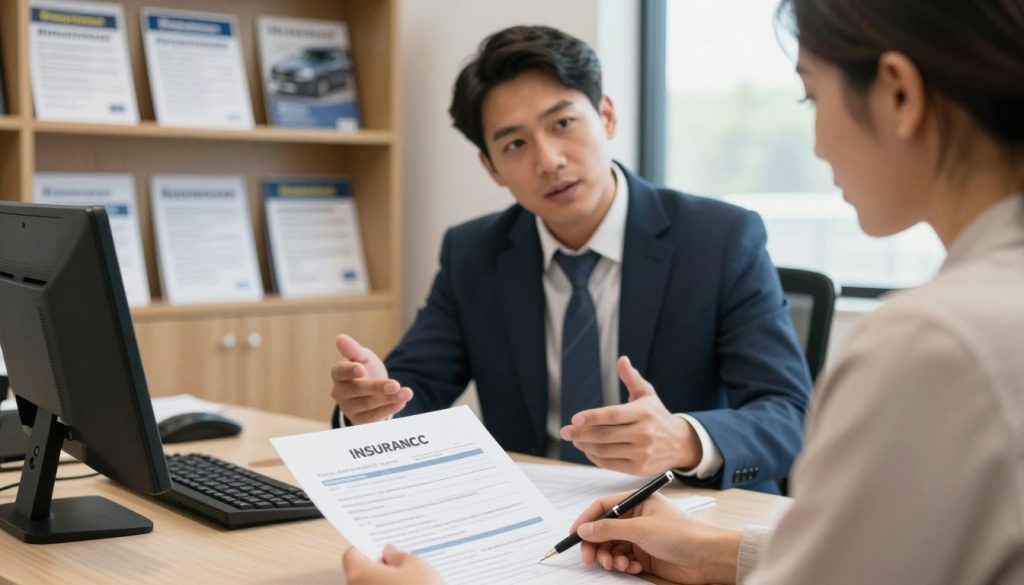 A bustling insurance office in San Antonio, featuring a professional agent discussing an insurance claim with a client at the desk. In the foreground, a close-up of paperwork, including an insurance claim form and a pen, showcasing important details. In the middle ground, the agent, dressed in formal business attire, is attentively explaining the claims process, while the client, in smart casual clothing, looks engaged and interested. The background includes shelves filled with brochures about windshield replacement services and insurance policies, subtly hinting at the topic. Soft natural lighting from a window illuminates the scene, creating a warm and inviting atmosphere, with a shallow depth of field focusing on the interaction. The overall mood conveys professionalism, trust, and clarity in the insurance claims process. A bustling insurance office in San Antonio, featuring a professional agent discussing an insurance claim with a client at the desk. In the foreground, a close-up of paperwork, including an insurance claim form and a pen, showcasing important details. In the middle ground, the agent, dressed in formal business attire, is attentively explaining the claims process, while the client, in smart casual clothing, looks engaged and interested. The background includes shelves filled with brochures about windshield replacement services and insurance policies, subtly hinting at the topic. Soft natural lighting from a window illuminates the scene, creating a warm and inviting atmosphere, with a shallow depth of field focusing on the interaction. The overall mood conveys professionalism, trust, and clarity in the insurance claims process.