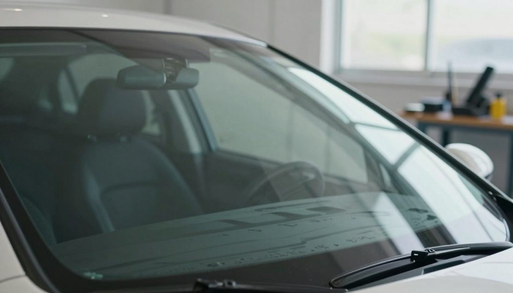 A close-up view of a high-quality OEM auto glass windshield, showcasing its clarity and precision-engineered design. In the foreground, the glass reflects soft, diffused sunlight, highlighting its flawless surface without any imperfections. In the middle ground, a blurred outline of an automobile, emphasizing the fitting of the glass in the vehicle's structure. In the background, a serene, slightly out-of-focus automotive workshop to indicate a professional setting, with tools and equipment subtly silhouetted. The ambiance is clean and refined, with a bright atmosphere that conveys trust and reliability. Use a wide-angle lens effect for a slight distortion that draws attention to the glass features, capturing the essence of OEM quality. A close-up view of a high-quality OEM auto glass windshield, showcasing its clarity and precision-engineered design. In the foreground, the glass reflects soft, diffused sunlight, highlighting its flawless surface without any imperfections. In the middle ground, a blurred outline of an automobile, emphasizing the fitting of the glass in the vehicle's structure. In the background, a serene, slightly out-of-focus automotive workshop to indicate a professional setting, with tools and equipment subtly silhouetted. The ambiance is clean and refined, with a bright atmosphere that conveys trust and reliability. Use a wide-angle lens effect for a slight distortion that draws attention to the glass features, capturing the essence of OEM quality.
