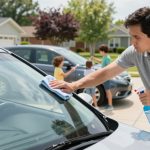 busy parent car maintenance windshield