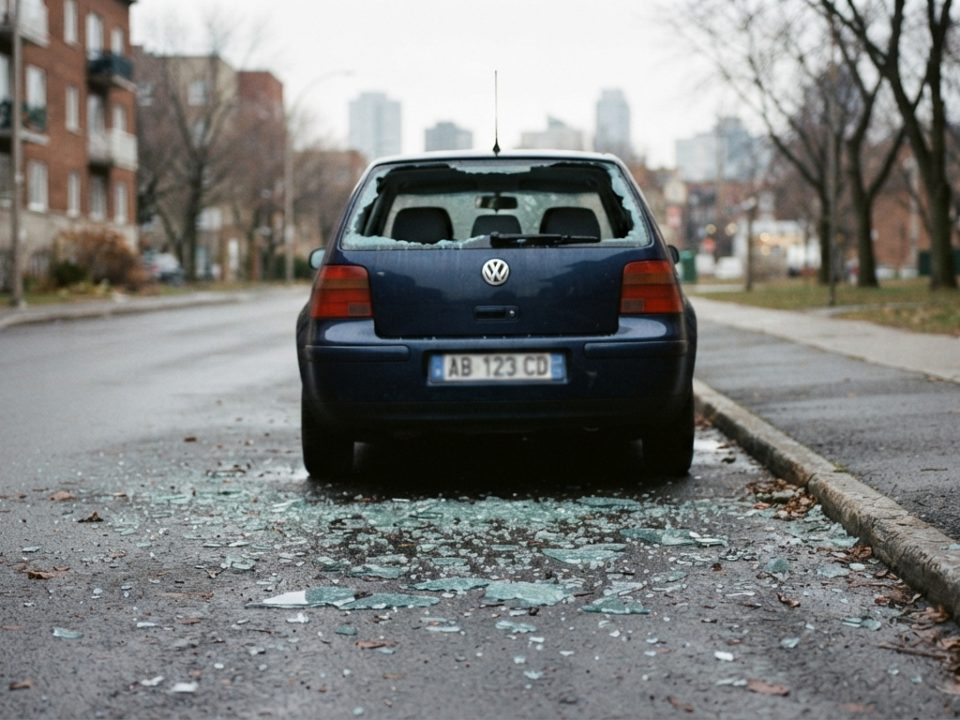 rear windshield shattered